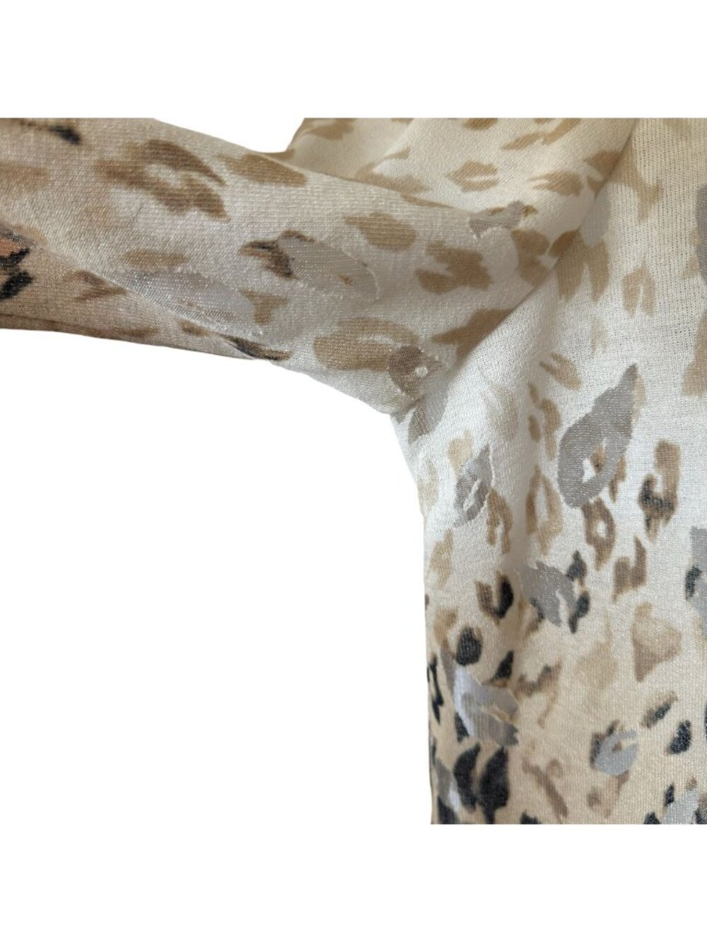 Alfred Dunner Womens 1X Sheer Cardigan Open Ombre Animal Print Neutrals 3/4 Slee - Picture 8 of 16